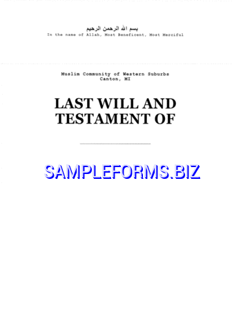 Michigan Last Will And Testament Form pdf free